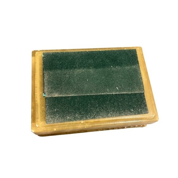 Alabaster Onyx Quartz Vintage Jewelry Box Floral Decal - Picture 6 of 7